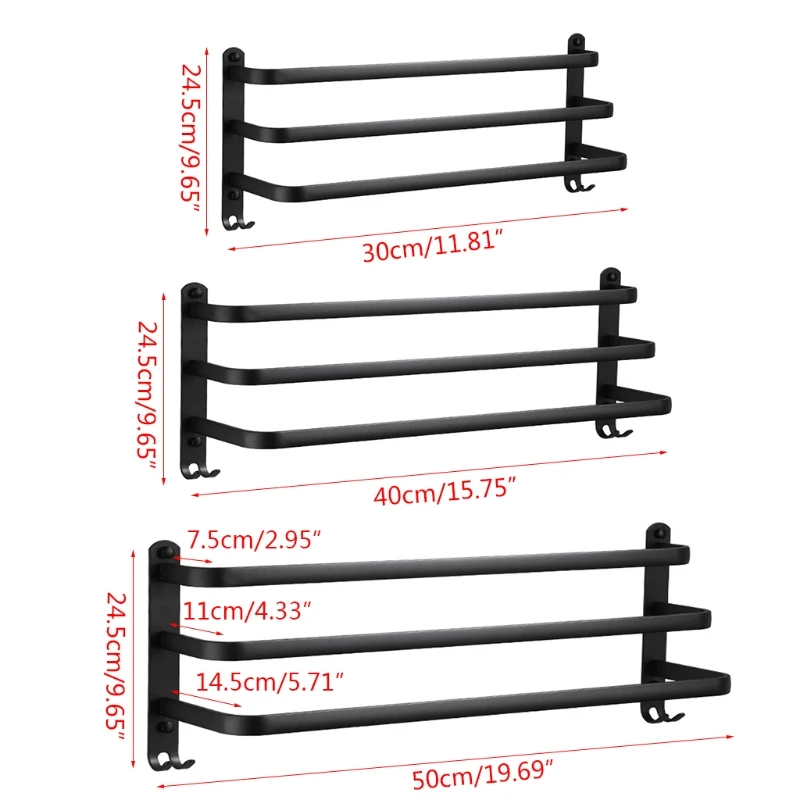 30-50cm Space Aluminum Bath Towel Rack Holder Hanger Wall Mounted 3 Layers Washcloth Shelf Bar Hook Bathroom Supplies
30-50cm Space Aluminum Bath Towel Rack Holder Hanger Wall Mounted 3 Layers Washcloth Shelf Bar Hook Bathroom Supplies