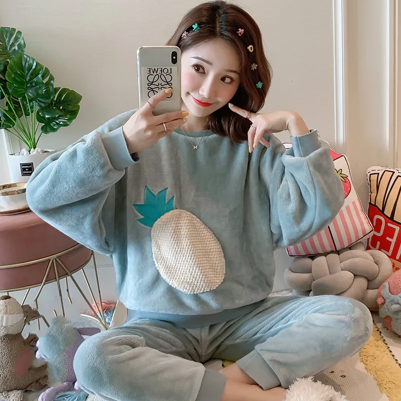 Fashion Women's Casual Autumn and Winter Warmth Flannel Women Thick Coral Fleece Long-Sleeved Cartoon Pajamas Thin Flannel Pa
Fashion Women's Casual Autumn and Winter Warmth Flannel Women Thick Coral Fleece Long-Sleeved Cartoon Pajamas Thin Flannel Pa