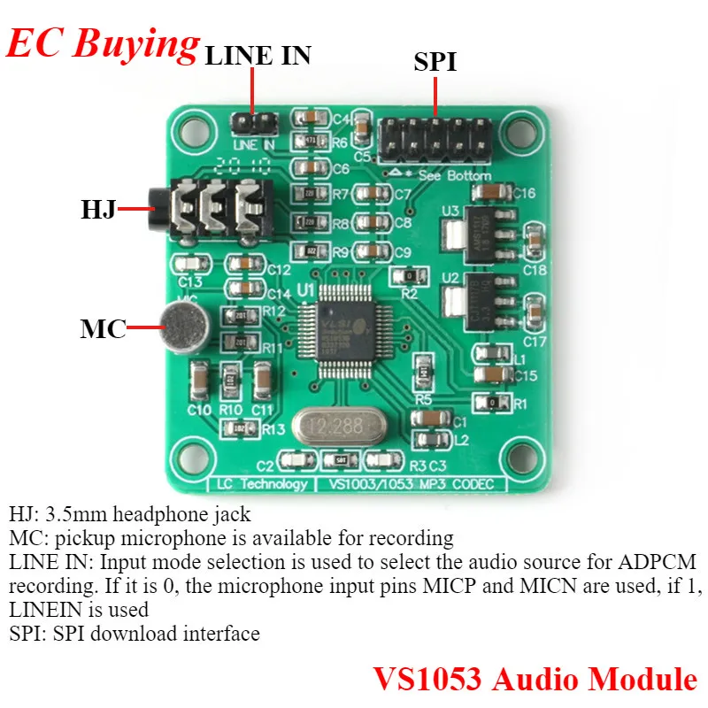 VS1053 Audio Module MP3 Player Module Development Board DC 5V onboard Recording SPI OGG Encoding Recording Control Signal Filter
VS1053 Audio Module MP3 Player Module Development Board DC 5V onboard Recording SPI OGG Encoding Recording Control Signal Filter