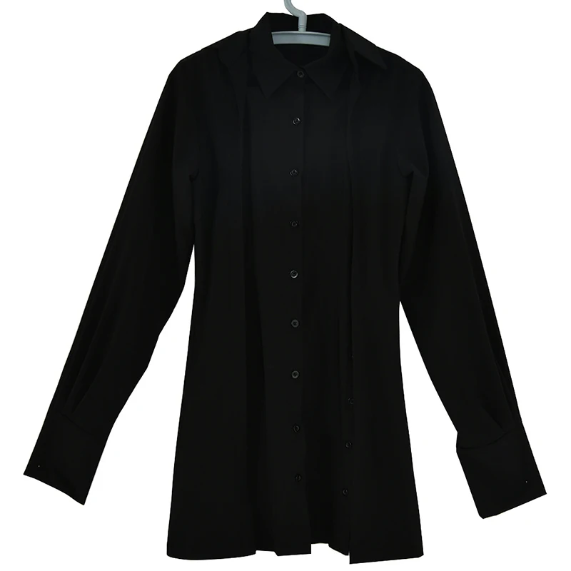 ONEINALL Casual Side Split Shirt For Women Lapel Long Sleeve High Waist Solid Sexy Blouse Female New Cothing 2021 Spring Tide 
ONEINALL Casual Side Split Shirt For Women Lapel Long Sleeve High Waist Solid Sexy Blouse Female New Cothing 2021 Spring Tide