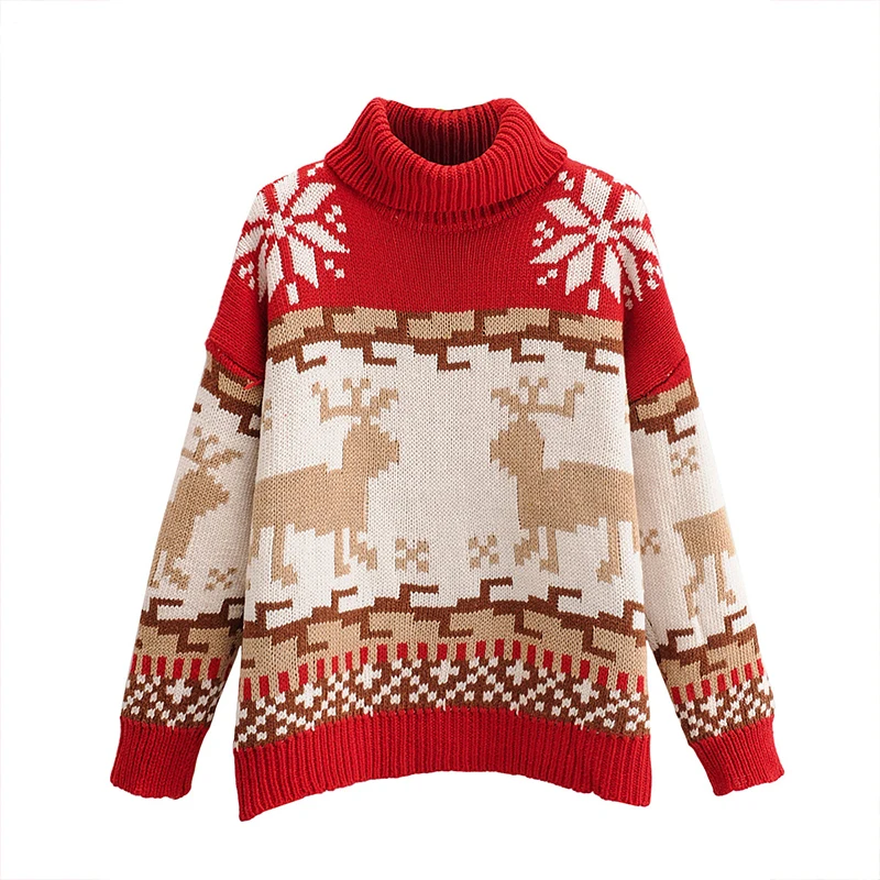 Paris Girl Warm Pullover Turtleneck Kerst Sweater Women Long Sleeve Christmas Knitting Autumn Winter Loose Female Sweater
Paris Girl Warm Pullover Turtleneck Kerst Sweater Women Long Sleeve Christmas Knitting Autumn Winter Loose Female Sweater
