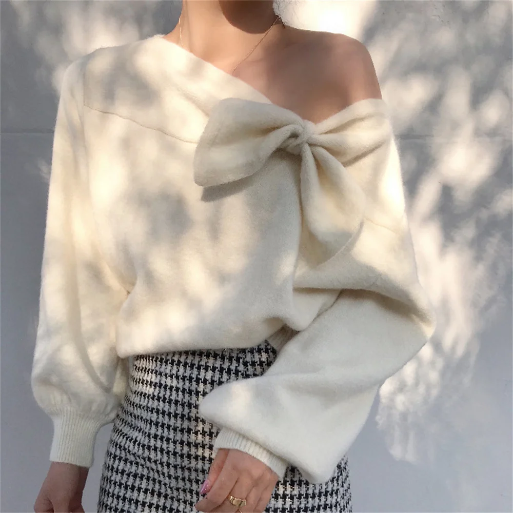 Alien Kitty 2021 Hot Bare Shoulders Sweater Sexy Bow Solid Retro OL Knitted Pullover Sweet Women Loose Chic Casual Femme Tops
Alien Kitty 2021 Hot Bare Shoulders Sweater Sexy Bow Solid Retro OL Knitted Pullover Sweet Women Loose Chic Casual Femme Tops