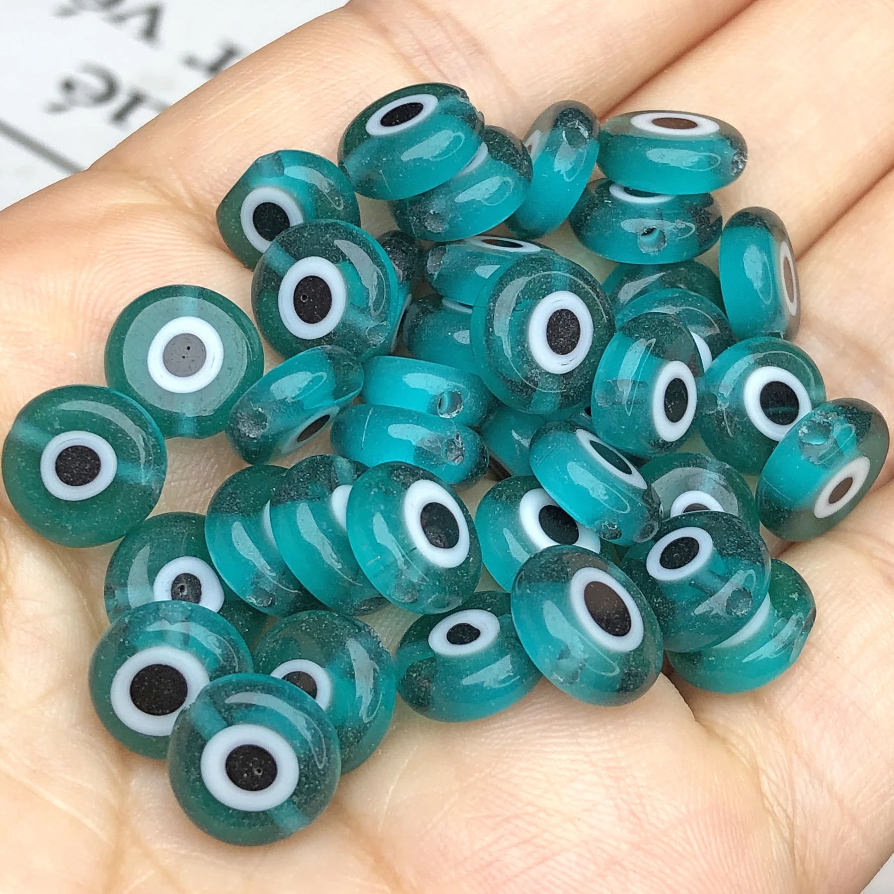6/8/10mm Peacock Blue Round Flat Shape Evil Eye Beads Lampwork Glazed Glass Beads for Bracelet Necklace DIY Jewelry Making Craft
6/8/10mm Peacock Blue Round Flat Shape Evil Eye Beads Lampwork Glazed Glass Beads for Bracelet Necklace DIY Jewelry Making Craft