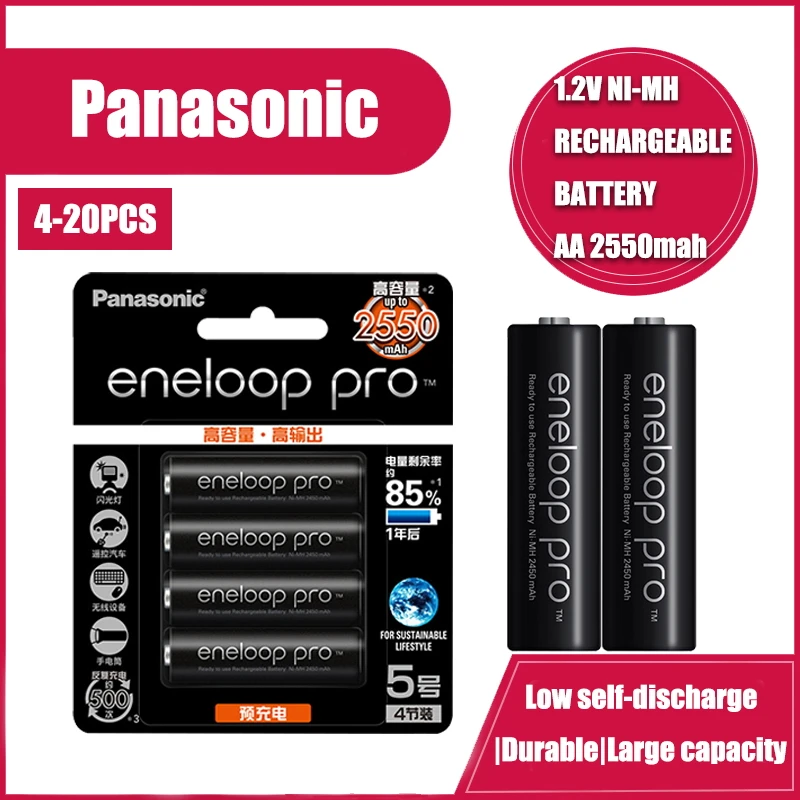 New Panasonic Eneloop 2550mAh AA 1.2V NI-MH Rechargeable Batteries For Electric Toys Flashlight Camera Pre-Charged Battery
New Panasonic Eneloop 2550mAh AA 1.2V NI-MH Rechargeable Batteries For Electric Toys Flashlight Camera Pre-Charged Battery