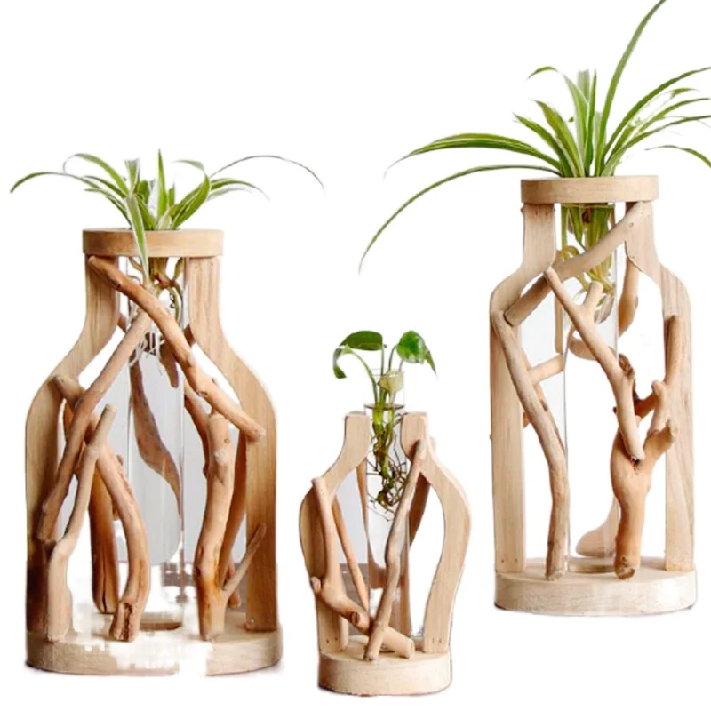 Pure handmade wooden vase pastoral micro landscape creative solid wood glass flower hydroponic container home decoration vase 
Pure handmade wooden vase pastoral micro landscape creative solid wood glass flower hydroponic container home decoration vase