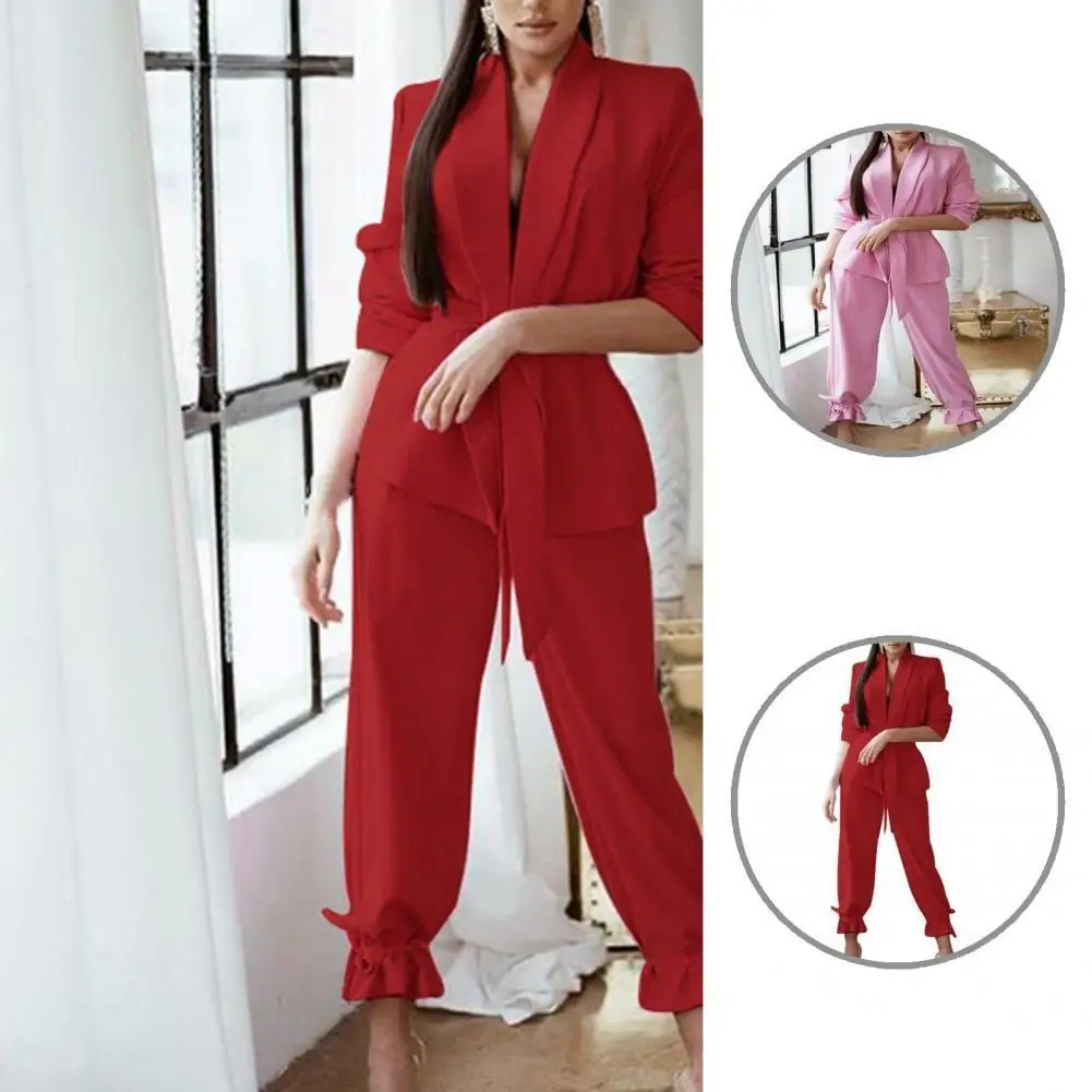 Autumn Winter 1 Set Casual Lace-up Coat Cropped Pants Women Elegant Suit Long Sleeve for Dating
Autumn Winter 1 Set Casual Lace-up Coat Cropped Pants Women Elegant Suit Long Sleeve for Dating