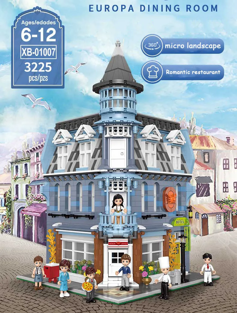 Creative Europa Series Restaurant European Romantic Town Style Building Blocks Model with Figures Bricks Toys Children Gifts
Creative Europa Series Restaurant European Romantic Town Style Building Blocks Model with Figures Bricks Toys Children Gifts
