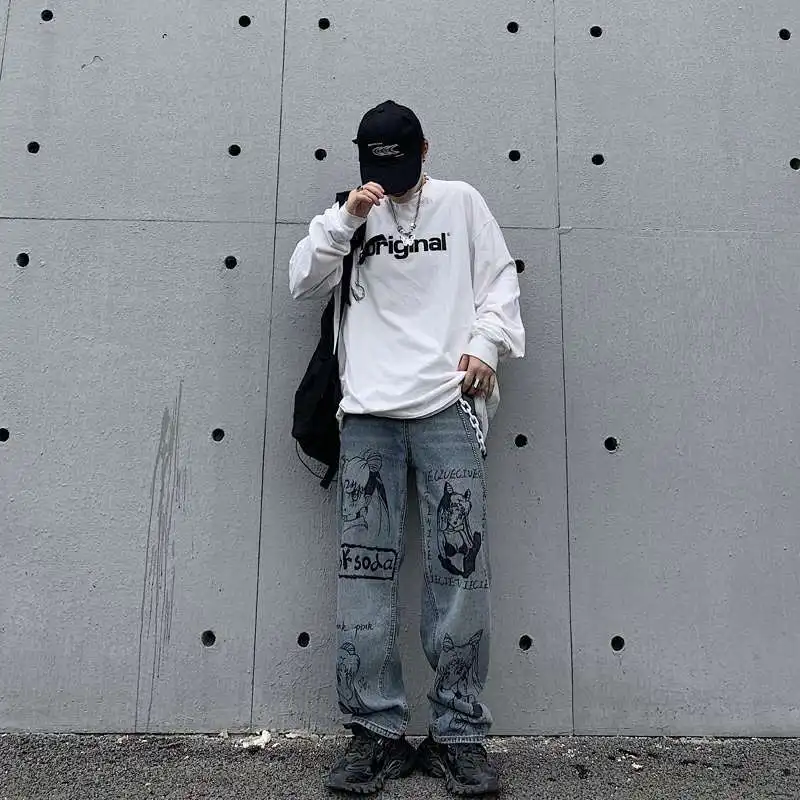 Harajpoo Women Pants Korean INS Harajuku Style Retro Blue Two-dimensional Mopping Wide-leg Loose High-waisted Straight Jeans
Harajpoo Women Pants Korean INS Harajuku Style Retro Blue Two-dimensional Mopping Wide-leg Loose High-waisted Straight Jeans