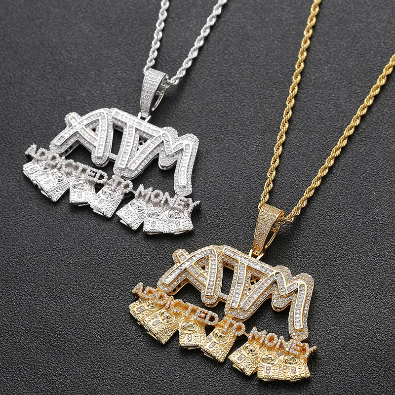 Hip Hop Micro Pave AAA Cubic Zirconia Bling Iced Out Addicted To Money ATM Pendants Necklace for Men Rapper Jewelry Gold Color
Hip Hop Micro Pave AAA Cubic Zirconia Bling Iced Out Addicted To Money ATM Pendants Necklace for Men Rapper Jewelry Gold Color
