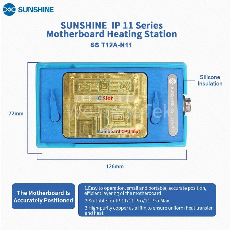 Материнская плата Sunshine SS, многослойный нагревательный модуль для iPhone IP11 11Pro Max, ремонтные инструменты для нагревательной платформы
Материнская плата Sunshine SS, многослойный нагревательный модуль для iPhone IP11 11Pro Max, ремонтные инструменты для нагревательной платформы