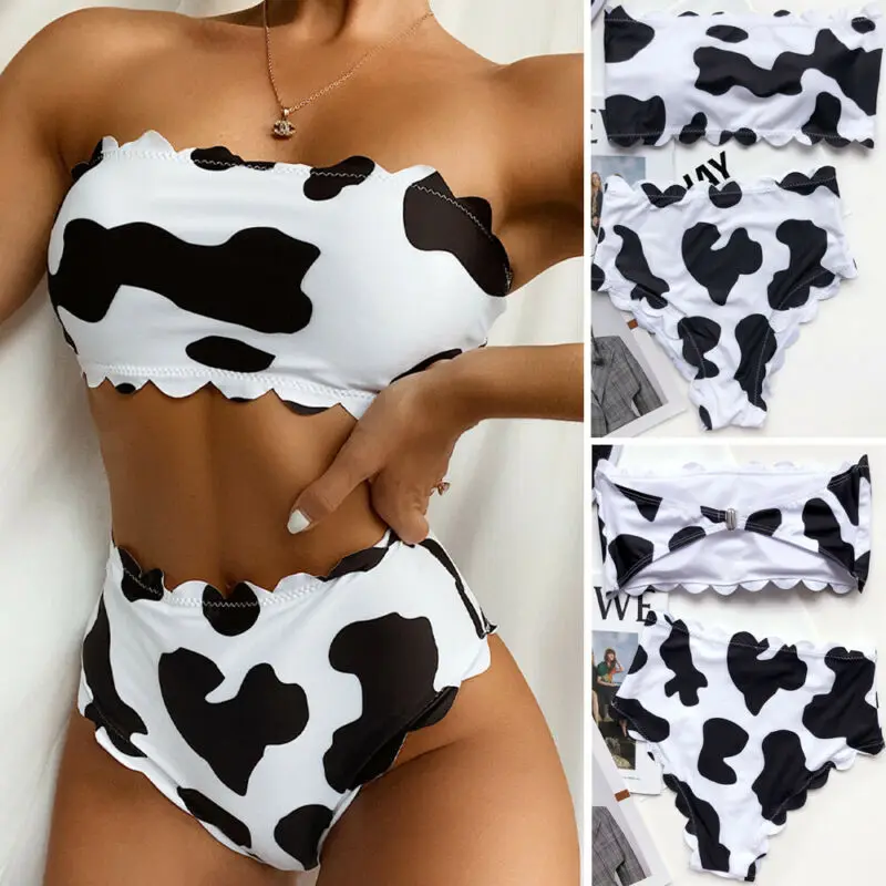 Women In-X Cow Swimwear High Waist 2 piece Bandeau Bikini Swimsuit Bathing Suit
Women In-X Cow Swimwear High Waist 2 piece Bandeau Bikini Swimsuit Bathing Suit