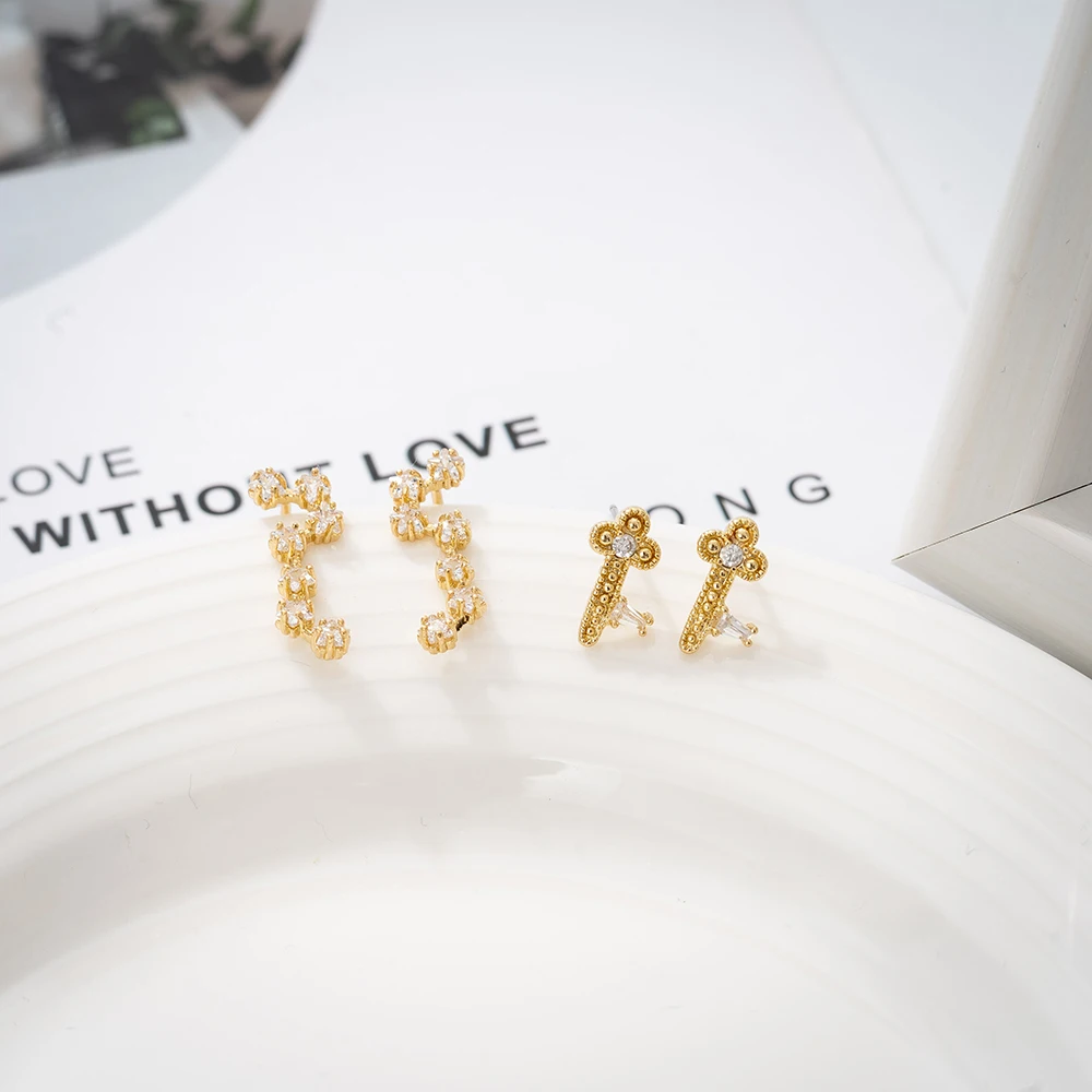 The Big Dipper north star copper setting with CZ clear stones and the key cute stud earring set with gold fashion jewelry
The Big Dipper north star copper setting with CZ clear stones and the key cute stud earring set with gold fashion jewelry