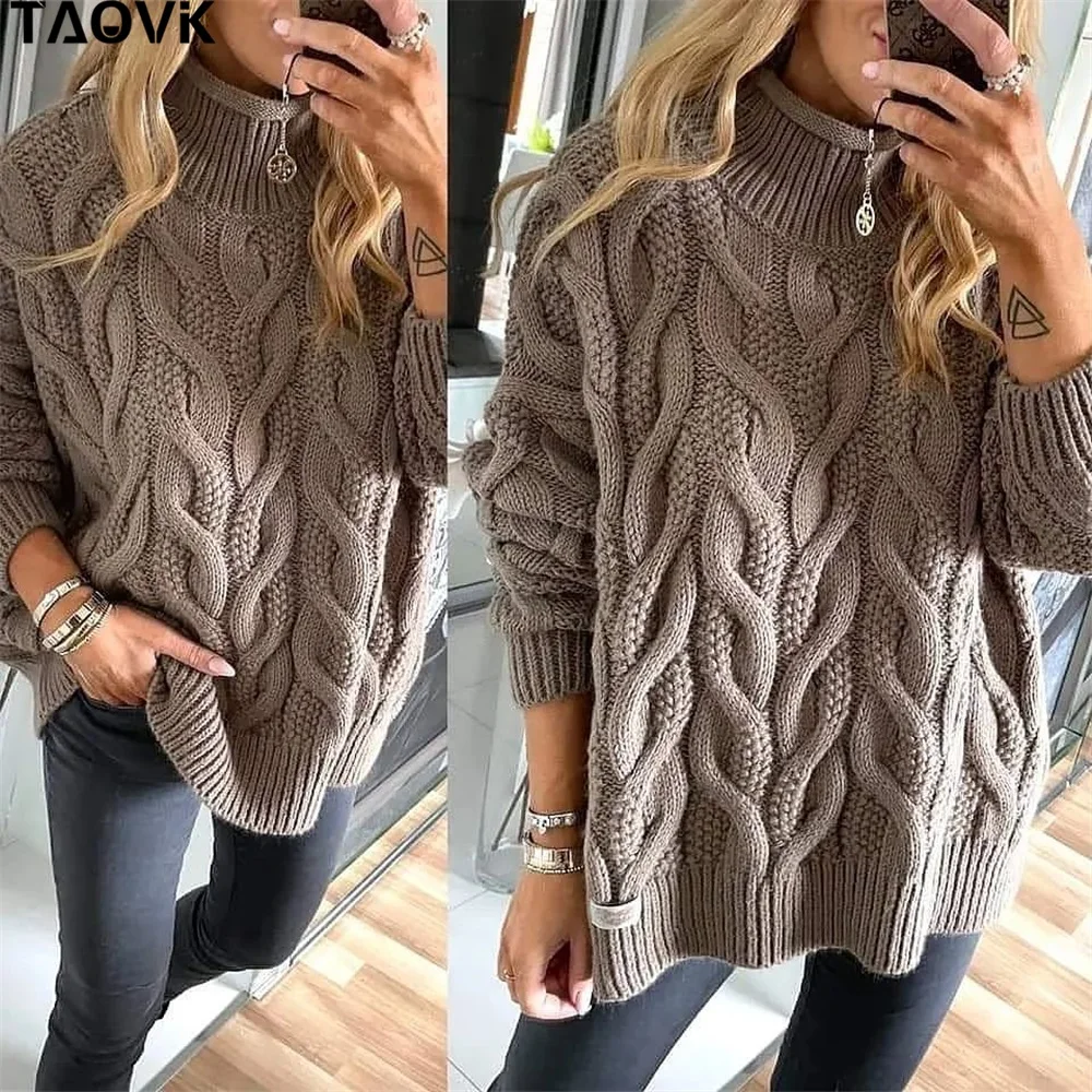 TAOVK Women's Half High Collar Pullover Sweaters High Quality Autumn Winter Jumpers Twist Long Sleeve Loose Sweater
TAOVK Women's Half High Collar Pullover Sweaters High Quality Autumn Winter Jumpers Twist Long Sleeve Loose Sweater