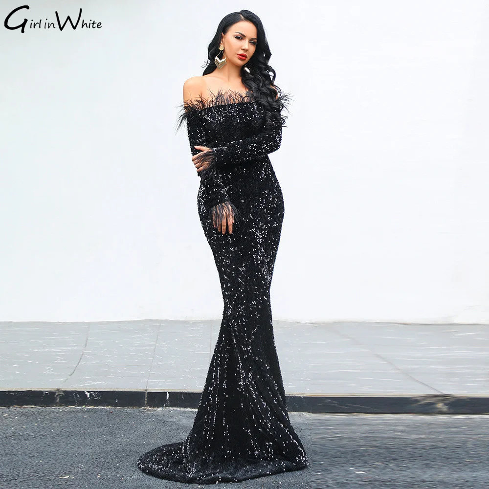 Luxury Sequined Feather Mermaid Evening Dresses Boat Neck Full Sleeve Prom Dress Women Dresses Party Gowns Robes De Soirée
Luxury Sequined Feather Mermaid Evening Dresses Boat Neck Full Sleeve Prom Dress Women Dresses Party Gowns Robes De Soirée