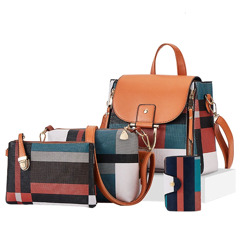 Designer Plaid Women bags Luxury Quality Leather Backpacks 4 Pcs Shoulder Bags Set Composite Bags Girls Travel Back Bag Mochila
Designer Plaid Women bags Luxury Quality Leather Backpacks 4 Pcs Shoulder Bags Set Composite Bags Girls Travel Back Bag Mochila