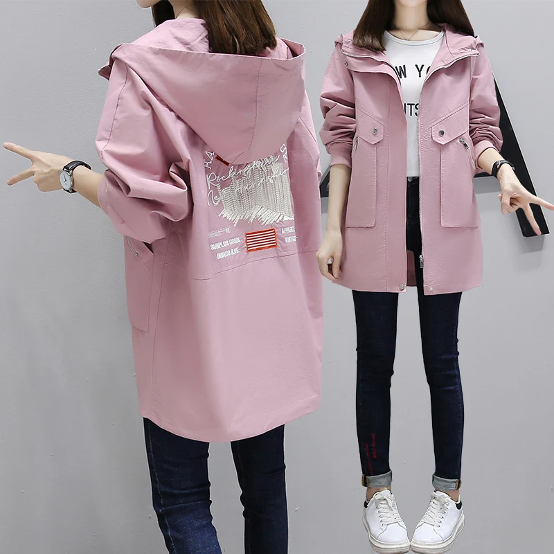 Ladies jacket hooded windbreaker casual all-match show figure back with embroidery
Ladies jacket hooded windbreaker casual all-match show figure back with embroidery