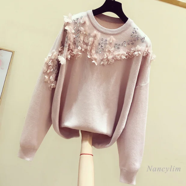 2021 Autumn and Winter Heavy Embroidery Sequins Three-Dimensional Flower Pink Wool Sweater Women's Knitwear Jumper
2021 Autumn and Winter Heavy Embroidery Sequins Three-Dimensional Flower Pink Wool Sweater Women's Knitwear Jumper