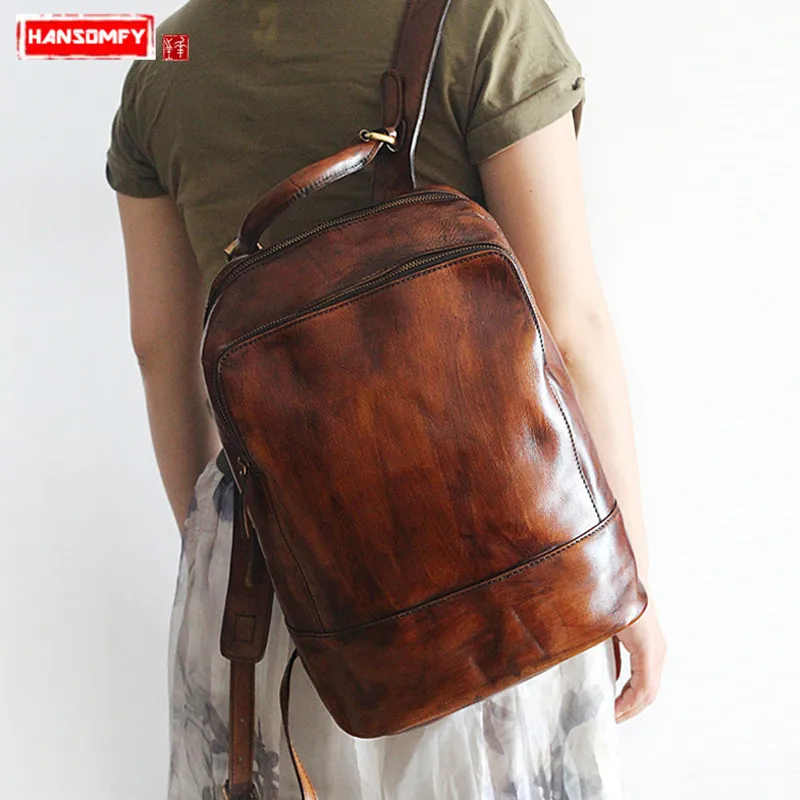 New First Layer Leather Women's Backpack Men and Women Travel Backpacks Retro Unisex Schoolbag Shoulder Bags Handmade Rub Color
New First Layer Leather Women's Backpack Men and Women Travel Backpacks Retro Unisex Schoolbag Shoulder Bags Handmade Rub Color