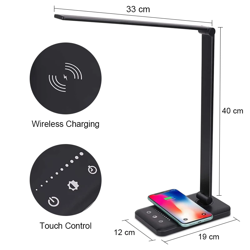 Wireless Charger LED Desk Lamp USB Charging Dimmable Touch Control Eye-caring Table Lights Port For Bedroom Living Room Office
Wireless Charger LED Desk Lamp USB Charging Dimmable Touch Control Eye-caring Table Lights Port For Bedroom Living Room Office