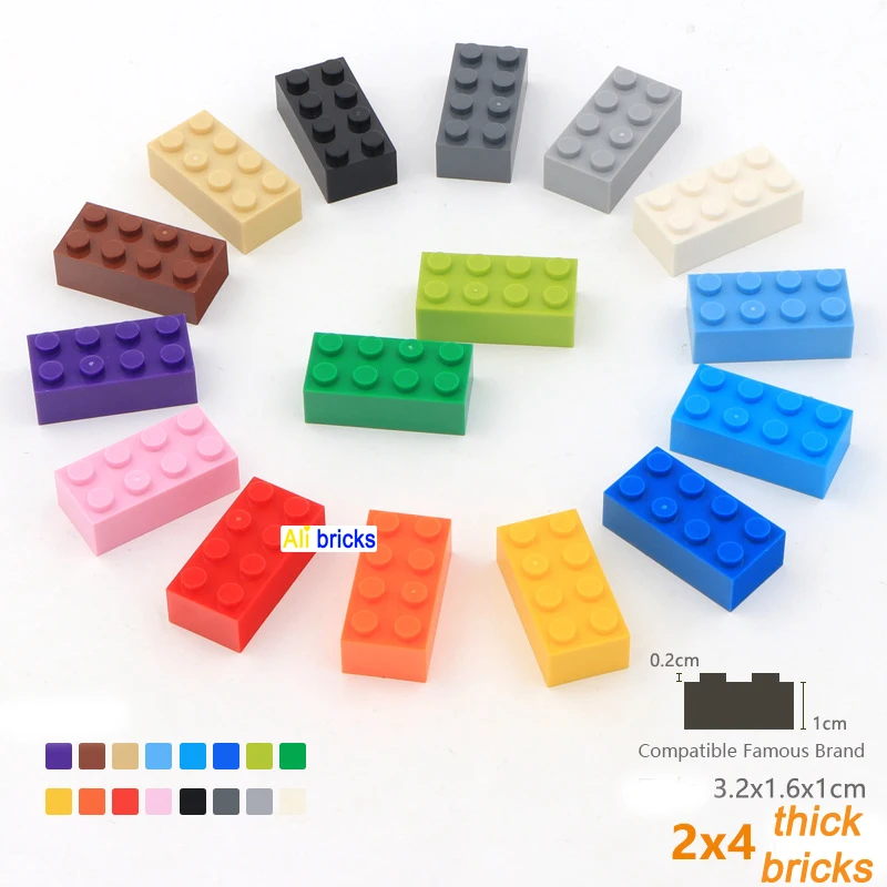 

40pcs DIY Building Blocks Thick Figures Bricks 2x4 Dots Educational Creative Size Compatible With 3001 Plastic Toys for Children