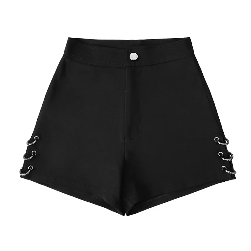 Summer Black split Shorts For Women Loose Rings decoration Fashion Shorts Female
Summer Black split Shorts For Women Loose Rings decoration Fashion Shorts Female