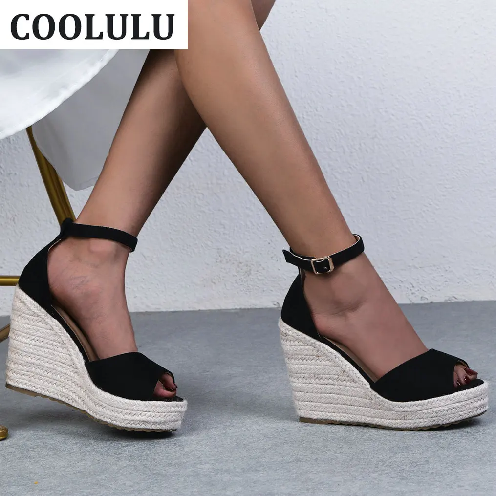 COOLULU Peep Toe Espadrille Wedge Heel Sandals Ankle Strap Platform High Heels Women Shoes Summer Denim Buckle Sandals Shoes
COOLULU Peep Toe Espadrille Wedge Heel Sandals Ankle Strap Platform High Heels Women Shoes Summer Denim Buckle Sandals Shoes