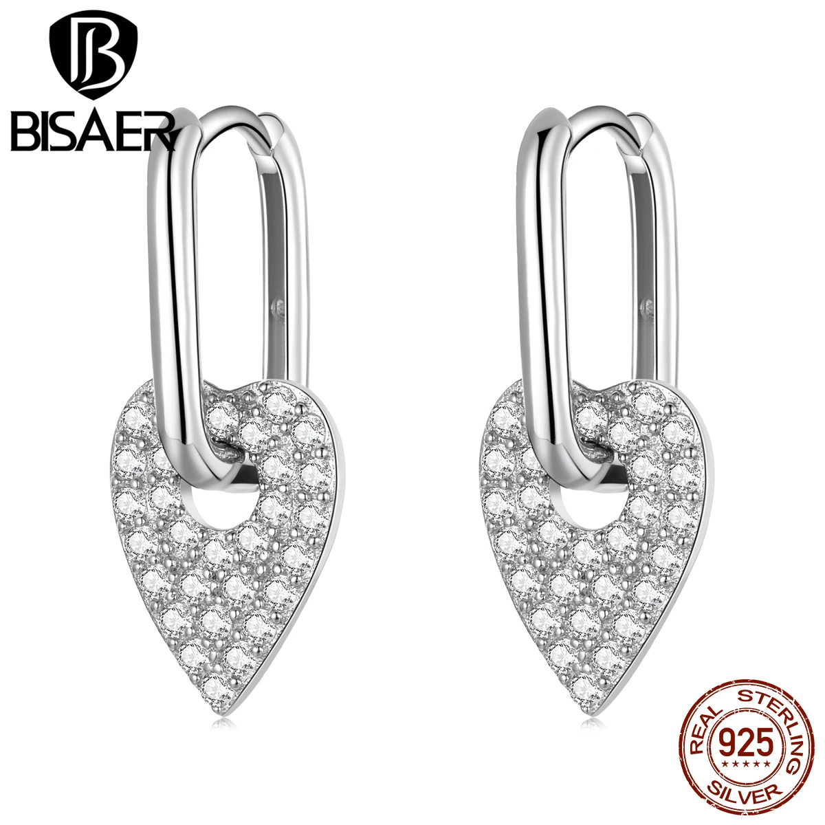 BISAER 925 Sterling Silver Earrings Clear Cube Zircon Heart Shape Original Stud Earrings For Women Silver Fine Jewelry HVE569
BISAER 925 Sterling Silver Earrings Clear Cube Zircon Heart Shape Original Stud Earrings For Women Silver Fine Jewelry HVE569