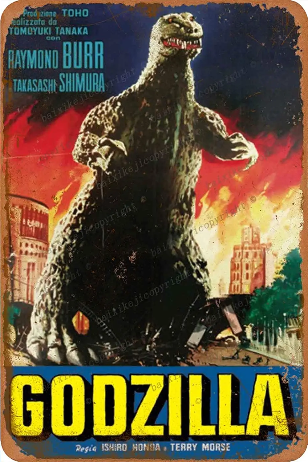 Godzilla Fire Movie Poster Tin Sign Vintage Metal Sign Poster Home Wall Decor Cafe Bar Pub Club Gift
Godzilla Fire Movie Poster Tin Sign Vintage Metal Sign Poster Home Wall Decor Cafe Bar Pub Club Gift