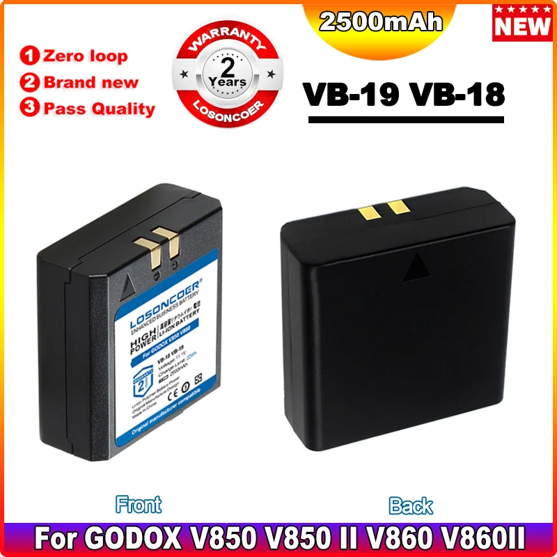 Аккумулятор LOSONCOER VB-18 VB18 VB-19 VB19 2500 мА · ч для вспышки GODOX V850 II V860 V860II | Электроника