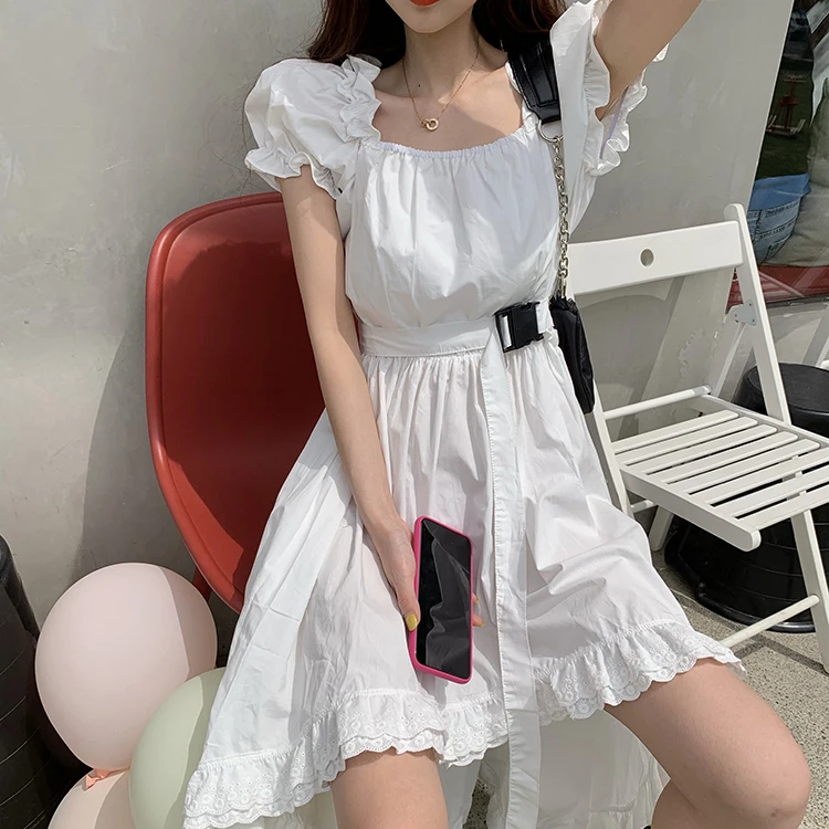 Korean Elegant Casual Women Summer Dress Female Square Collar Vintage Puff Sleeve Irregular Lace Splice Midi Long Dress Vestidos
Korean Elegant Casual Women Summer Dress Female Square Collar Vintage Puff Sleeve Irregular Lace Splice Midi Long Dress Vestidos