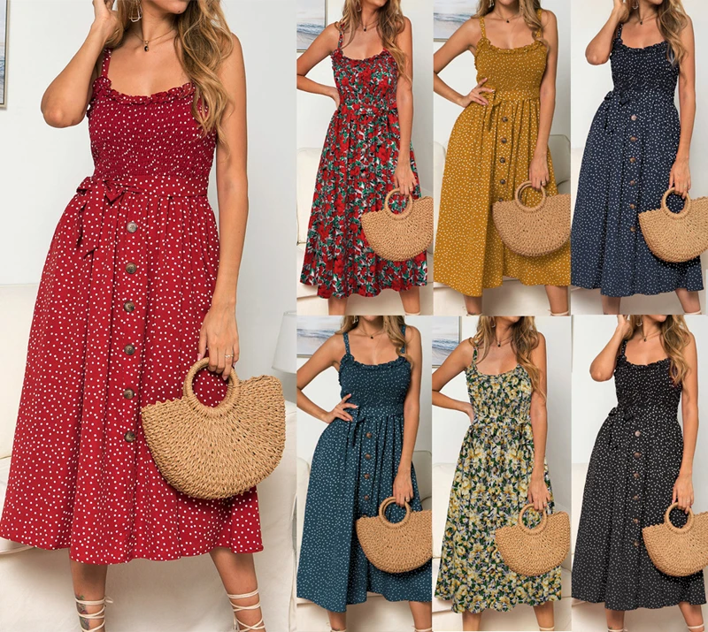 Sexy Summer Sleeveless Slip Dress Women Strapless Bow Button Loose Bandage Plated Polka Dot Sunderess Casual Backless Vestidos
Sexy Summer Sleeveless Slip Dress Women Strapless Bow Button Loose Bandage Plated Polka Dot Sunderess Casual Backless Vestidos