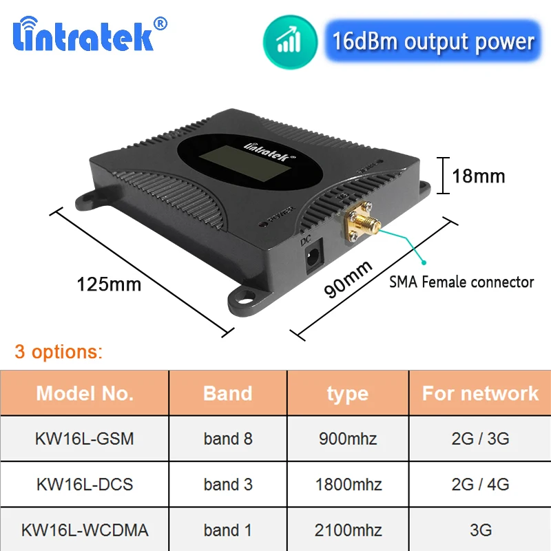 Lintratek однодиапазонный 2G 3G 4G LTE усилитель сигнала GSM 900 DCS 1800 WCDMA 2100 Усилитель