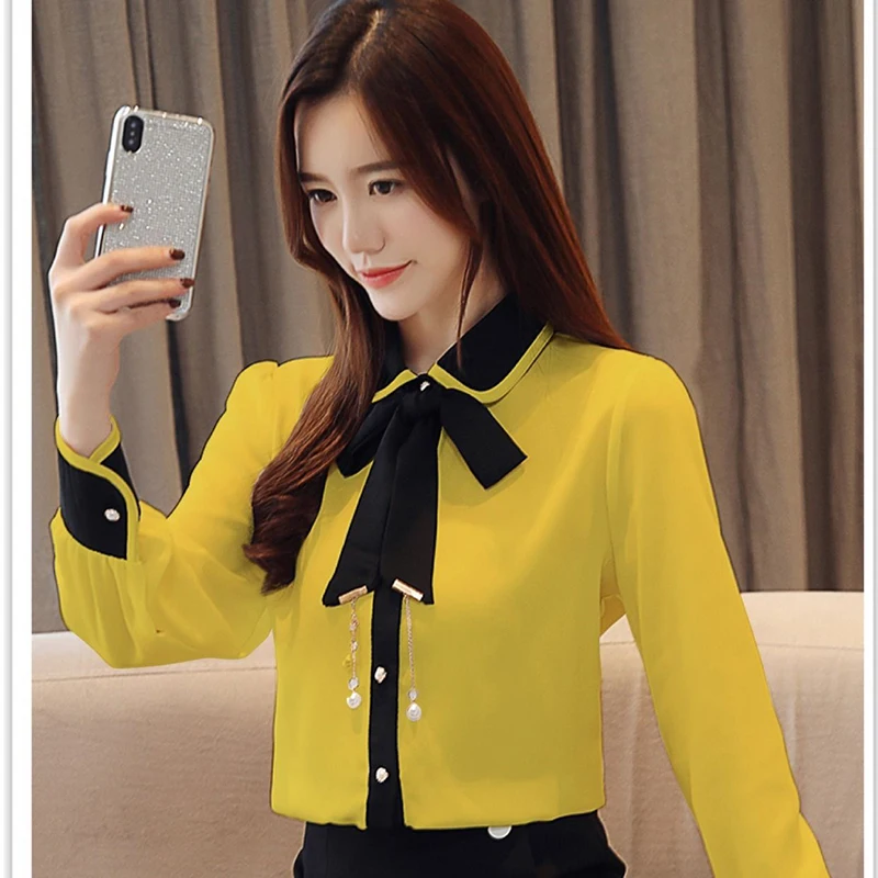 2021 Women Spring Autumn Style Chiffon Blouses Shirts Lady Casual Long Sleeve Turn-down Collar Bow Tie Chiffon Blusas Tops
2021 Women Spring Autumn Style Chiffon Blouses Shirts Lady Casual Long Sleeve Turn-down Collar Bow Tie Chiffon Blusas Tops