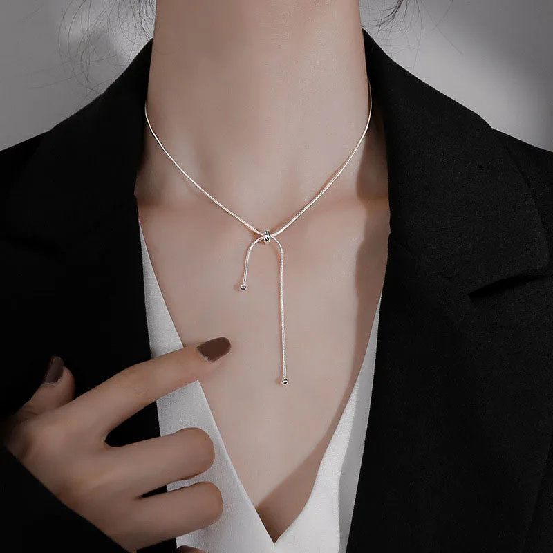 Trend Shiny Silver Color Necklace Ladies Exquisite Adjustable Clavicle Chain Necklace Jewelry for Ladies Gift Temperament Choker
Trend Shiny Silver Color Necklace Ladies Exquisite Adjustable Clavicle Chain Necklace Jewelry for Ladies Gift Temperament Choker