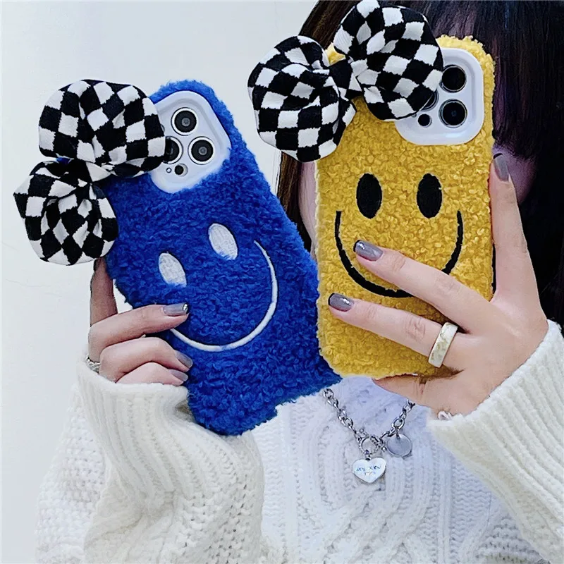 Luxury Fashion Bowknot Fur Phone Case For iPhone 13 12 11 Pro XS MAX XR X 8 7 Plus Cute Smiley Cover Case For iPhone13 12Pro
Luxury Fashion Bowknot Fur Phone Case For iPhone 13 12 11 Pro XS MAX XR X 8 7 Plus Cute Smiley Cover Case For iPhone13 12Pro