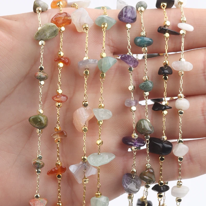 SAUVOO 1 Meter Irregular Natural Stone Necklace Chain Gold Wire Rosary Chain for Jewelry Making Findings Bracelet Wholesale
SAUVOO 1 Meter Irregular Natural Stone Necklace Chain Gold Wire Rosary Chain for Jewelry Making Findings Bracelet Wholesale