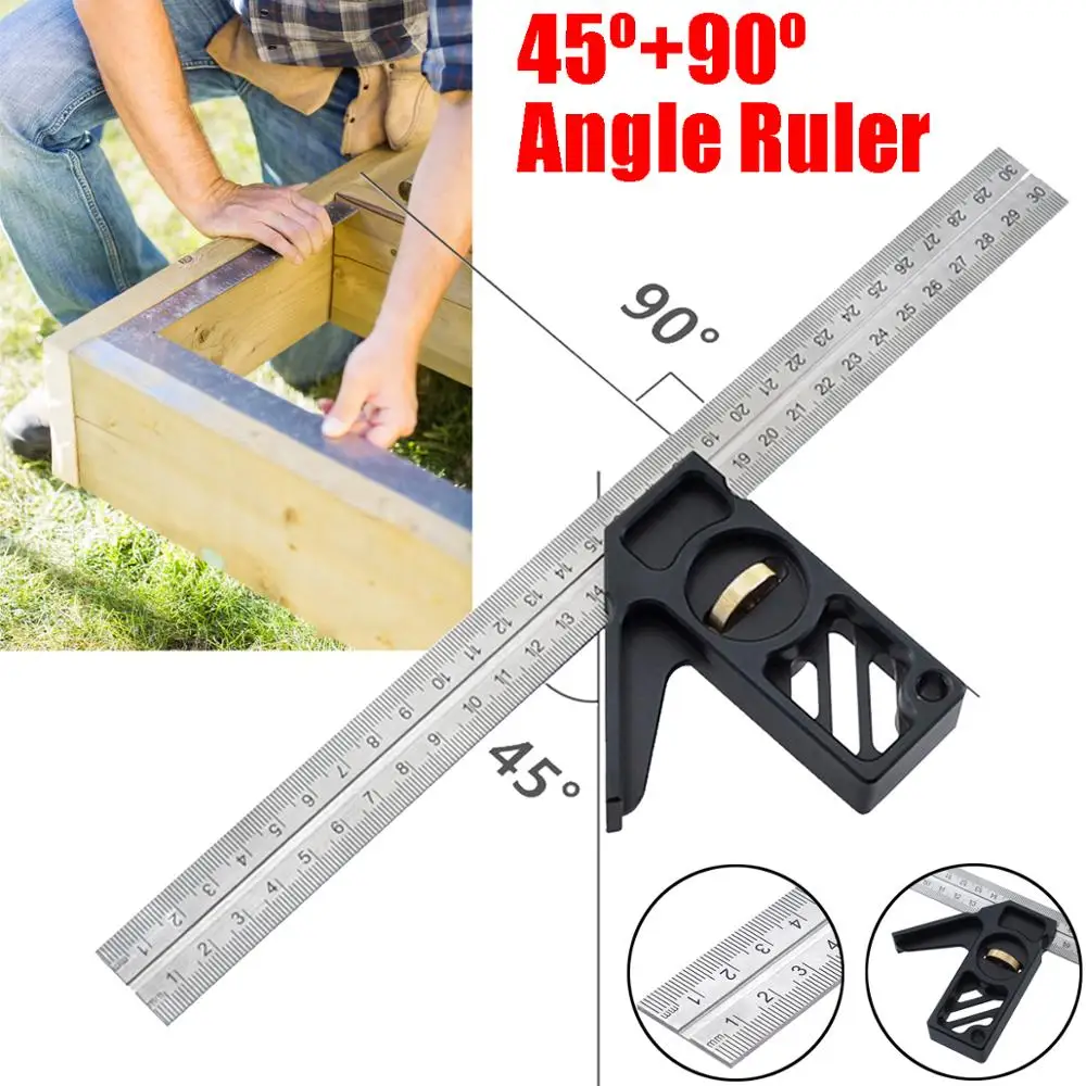 300mm 12inch 45°/90° Adjustable Combination Square Ruler Angle Ruler Stainless Steel Measuring Tool
300mm 12inch 45°/90° Adjustable Combination Square Ruler Angle Ruler Stainless Steel Measuring Tool