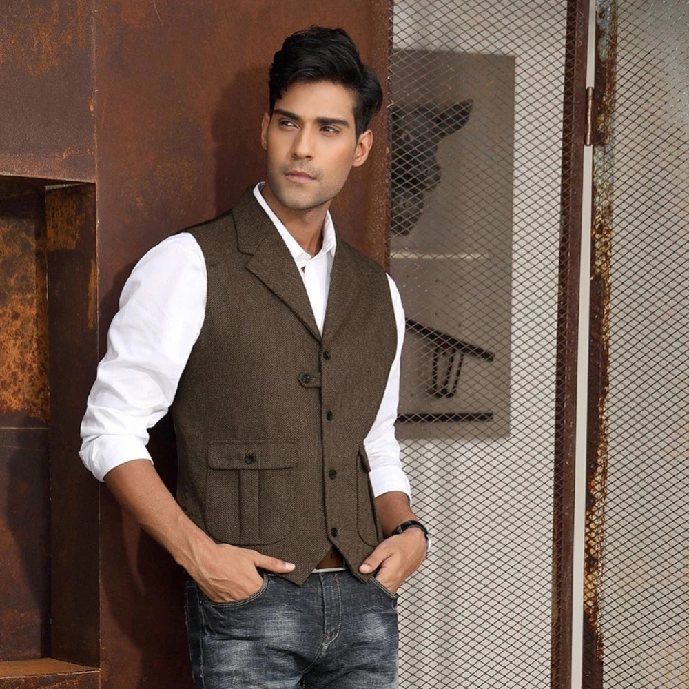 Men’s Suit Vest Red Burgundy Lapel Herringbone Wool Herringbone Retro Waistcoat Slim Fit Casual Formal Business Groomman For We
Men’s Suit Vest Red Burgundy Lapel Herringbone Wool Herringbone Retro Waistcoat Slim Fit Casual Formal Business Groomman For We