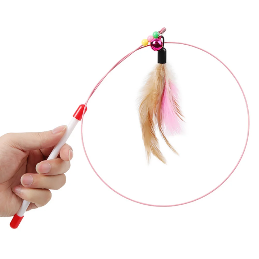 

Colorful Feathers Tease Cat Sticks Kitten Pet Cat Interactive Fun Toy Steel Wire Funny Cat Stick With Bell Cat Toy Pet Products