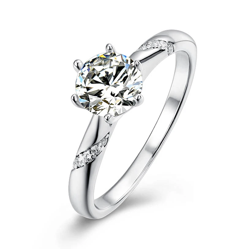 White Gold Plated 925 Silver Main Stone 1ct 6.5mm MoissaniteS Side Stone Cubic Zirconia Ring Jewlery rings for women M08A
White Gold Plated 925 Silver Main Stone 1ct 6.5mm MoissaniteS Side Stone Cubic Zirconia Ring Jewlery rings for women M08A