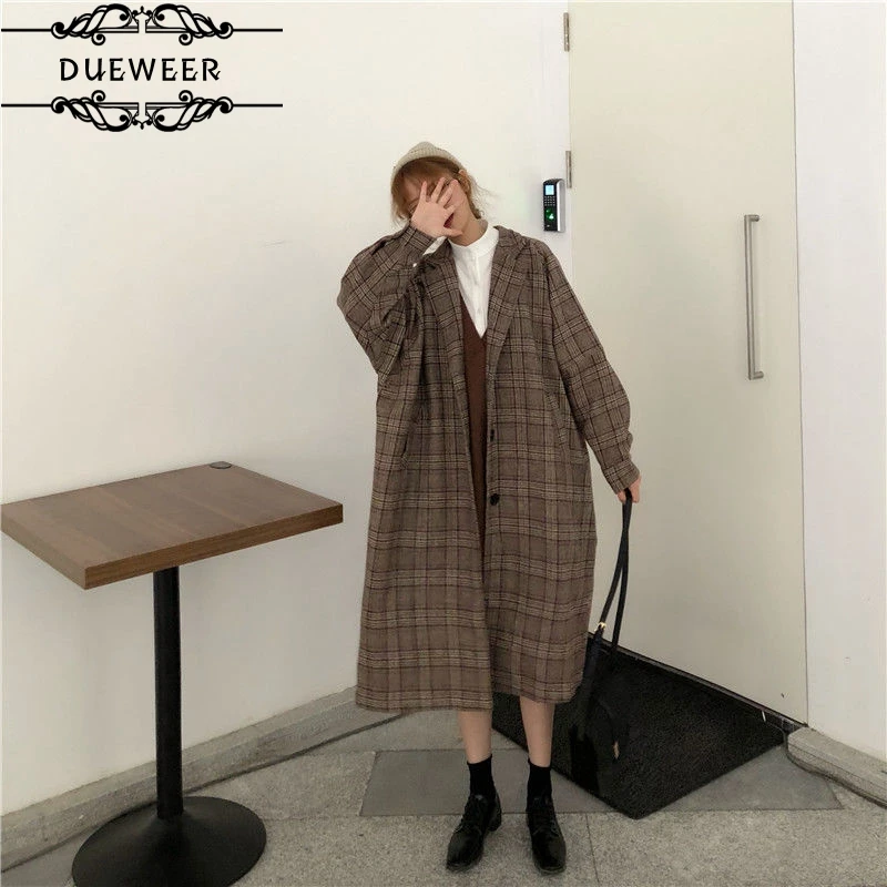 DUEWEER Wool Blends Women Oversize Plaid Khaki Pockets BF Ins Retro Vintage Ulzzang Cozy Simple Fashionable Casual Long Coat
DUEWEER Wool Blends Women Oversize Plaid Khaki Pockets BF Ins Retro Vintage Ulzzang Cozy Simple Fashionable Casual Long Coat