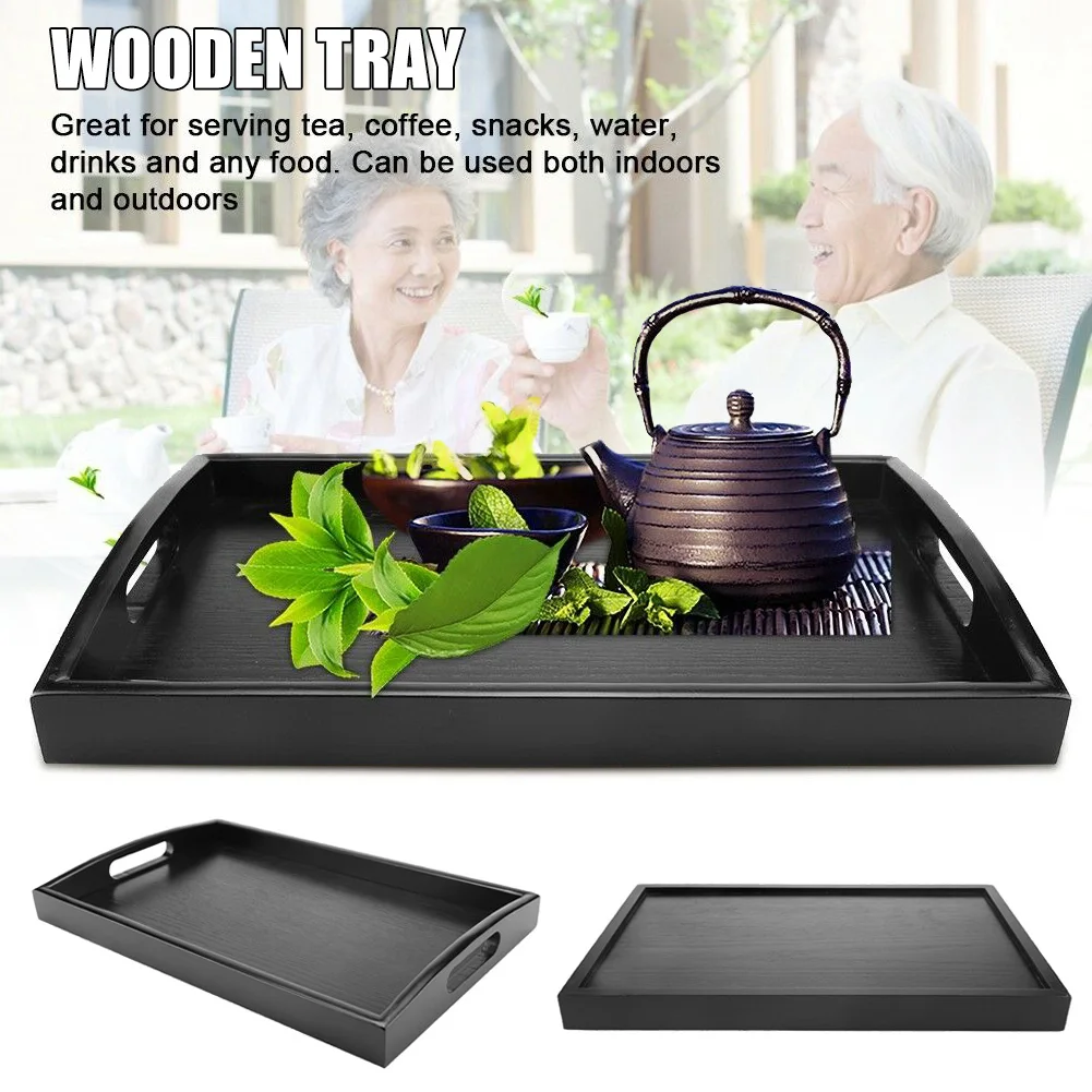Serving Tray Large Black Wood Rectangle Food Tray Butler Breakfast Trays with Handles Easy to Grip Kitchen Food Tea Storage
Serving Tray Large Black Wood Rectangle Food Tray Butler Breakfast Trays with Handles Easy to Grip Kitchen Food Tea Storage