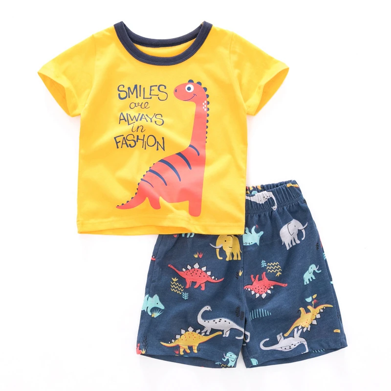 Summer Children Clothes For Boys Kids Dinosaur Pattern Suits Baby 2 Piece Set T-shirt + Shorts Toddlers Cotton Tracksuit Outfits
Summer Children Clothes For Boys Kids Dinosaur Pattern Suits Baby 2 Piece Set T-shirt + Shorts Toddlers Cotton Tracksuit Outfits