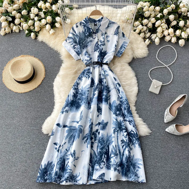 Women Vintage Lapel Chiffon Dress Casual Floral Print A-Line Vestido Summer Short Sleeve Belt Midi Long Shirt Button Dresses New
Women Vintage Lapel Chiffon Dress Casual Floral Print A-Line Vestido Summer Short Sleeve Belt Midi Long Shirt Button Dresses New