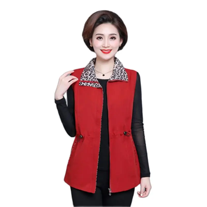 Spring Leopard Print Collar Design Vest Middle Aged Women Casual Sleeveless Coat Mature Mother Waistcoat Plus Size 5XL A468
Spring Leopard Print Collar Design Vest Middle Aged Women Casual Sleeveless Coat Mature Mother Waistcoat Plus Size 5XL A468