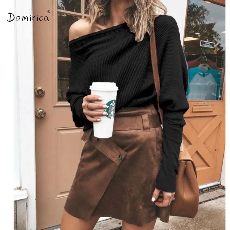 Женский свитер, пикантный свободный свитер с длинным рукавом реглан с одним вырезом, повседневный Однотонный женский свитер, модная женска... 
Женский свитер, пикантный свободный свитер с длинным рукавом реглан с одним вырезом, повседневный Однотонный женский свитер, модная женска...