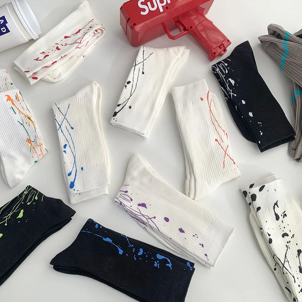 Harajuku Hip Hop Fashion Handmade Splash Ink Novelty White Socks Men Funny Cotton Trendy Tie Dye Socks High Quality Women Socks 
Harajuku Hip Hop Fashion Handmade Splash Ink Novelty White Socks Men Funny Cotton Trendy Tie Dye Socks High Quality Women Socks