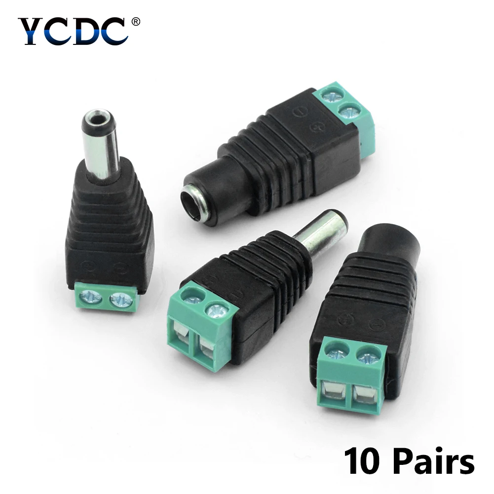 20Pcs DC Power Cable 10x Female + 10x Male Plug Connector Adapter Jack 5.5*2.1mm to connection for LED Strip Light CCTV Cameras
20Pcs DC Power Cable 10x Female + 10x Male Plug Connector Adapter Jack 5.5*2.1mm to connection for LED Strip Light CCTV Cameras
