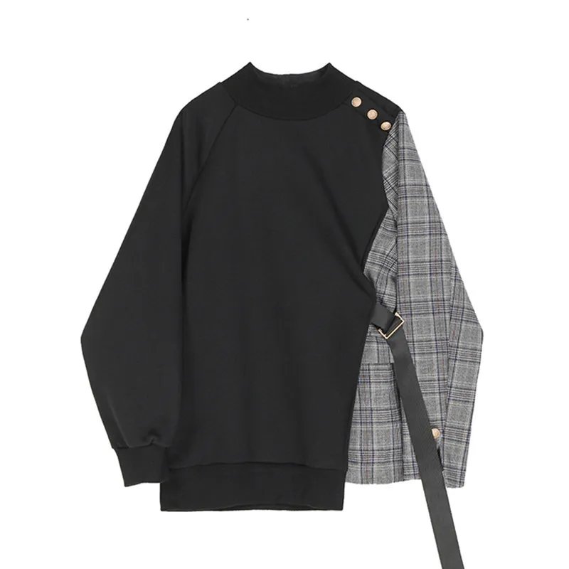 Qeils Fashion Spring Autumn 2021 Vintege Loose Black Plaid Ribbon Irregular Sweatshirt New Round Neck Long Sleeve Women Big Size
Qeils Fashion Spring Autumn 2021 Vintege Loose Black Plaid Ribbon Irregular Sweatshirt New Round Neck Long Sleeve Women Big Size