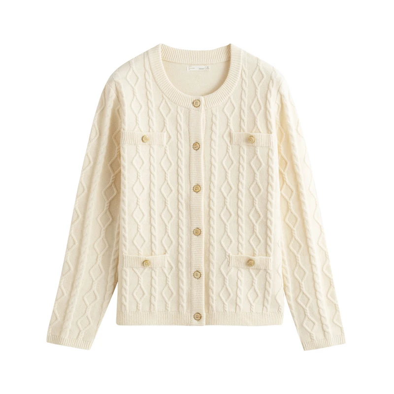 INMAN Autumn Winter Concise Style Wavy Round Collar Rib Slim Knit Sweater 
INMAN Autumn Winter Concise Style Wavy Round Collar Rib Slim Knit Sweater